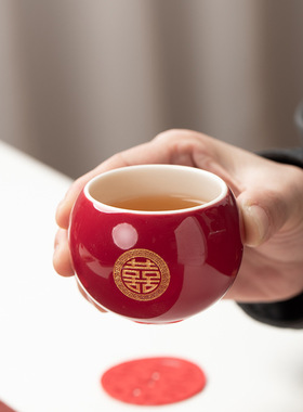 结婚茶具套装红色陪嫁用
