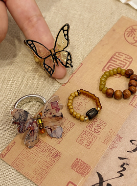 新中式国风设计蝴蝶戒指