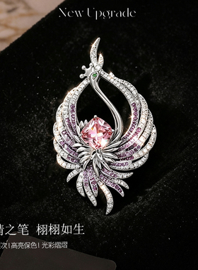 高级感粉色羽毛胸针高端精致时