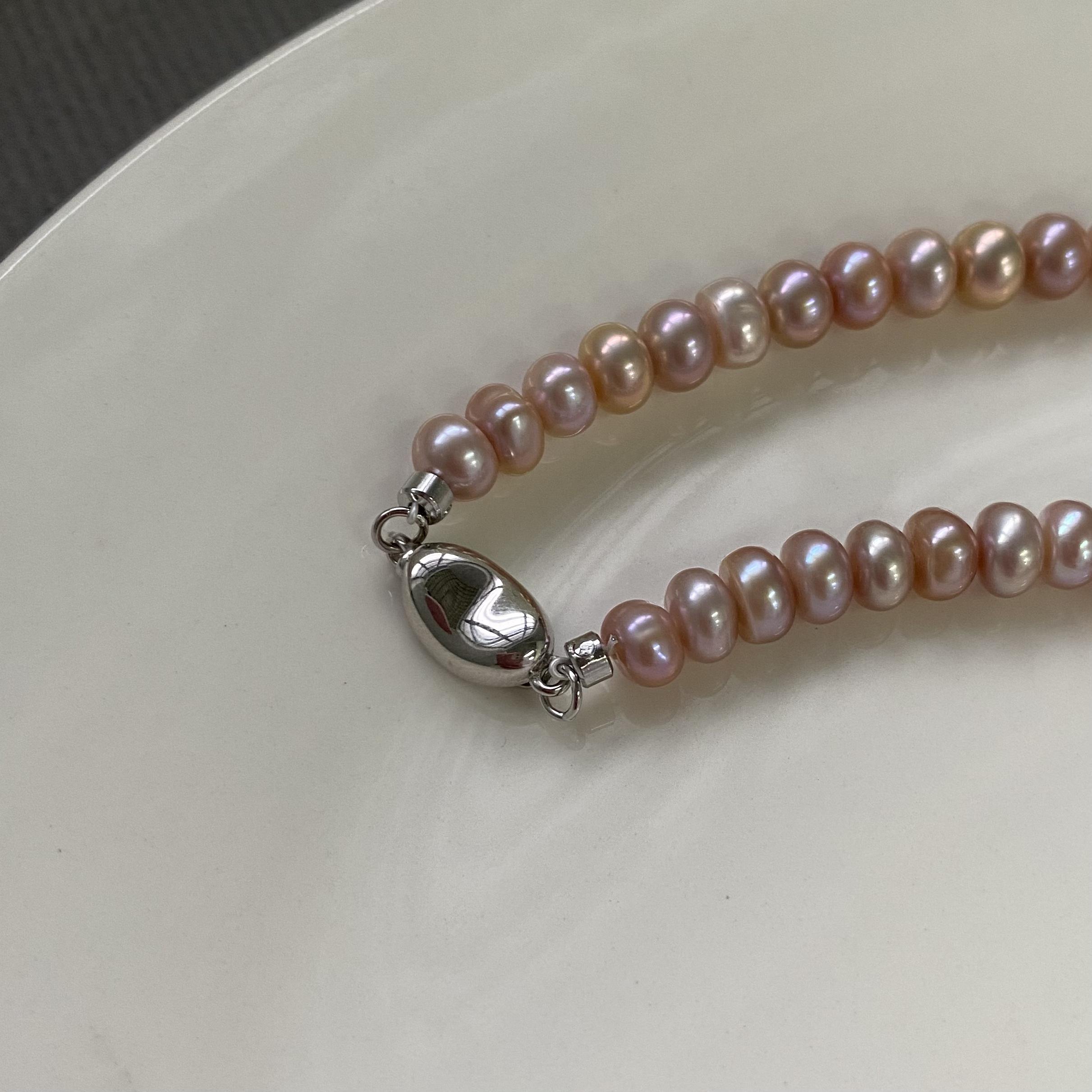 珍氏珠宝天然淡水珍珠项链女款 S925银炫彩时尚精致感颈链锁骨链 - 图1