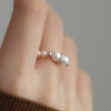 Jane's Jewelry Natural Freshwater Baby Bead Ring Women's Exquisite Fashion Niche High-end Full String Ring Ring