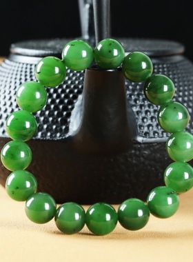 和田玉手串女款天然冰晴水转运青白玉散珠子手链碧玉圆珠手饰礼物