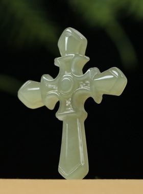 天然正品和田玉十字架吊坠男女款保平安玉石玉坠玉佩青玉挂坠项链