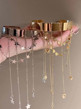 欧美风爱心流苏臂钏敦煌开口手镯