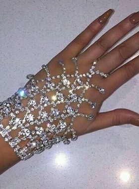 欧美复古朋克风水钻流苏手链