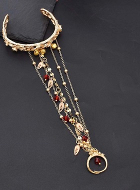 敦煌复古民族风流苏一体戒指手链