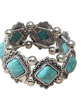 波西米亚绿松石弹力手镯复古