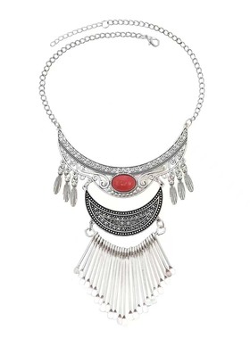 苗族复古民族风水滴流苏长款项链