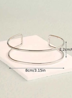 欧美镂空简约双层金属手镯手环