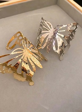 欧美个性镂空蝴蝶开口手镯轻奢