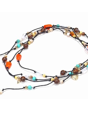 夸张手工打结串彩珠项链