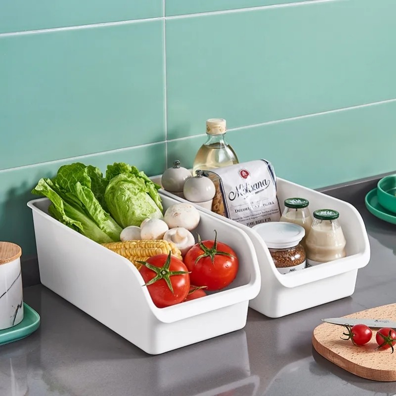 厨房橱柜杂物家用窄长斜口收纳盒柜子整理筐锅具盒子储物篮收纳箱,淘宝优惠券,粉丝福利购,淘宝优惠卷