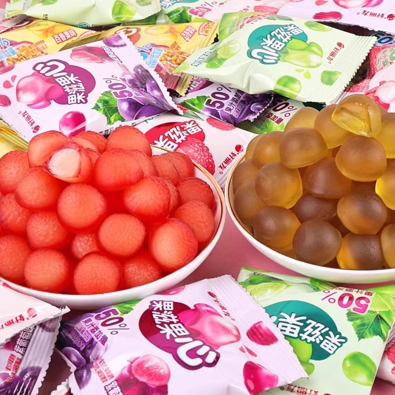 好丽友果滋果心水果味软糖袋装夹心剥皮橡皮糖网红儿童糖果小零食 - 图3