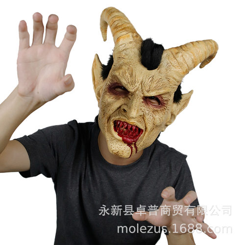 人面路西法面具头套万圣节恐怖恶魔丧尸影视乳胶堕落天使撒旦道具 - 图3