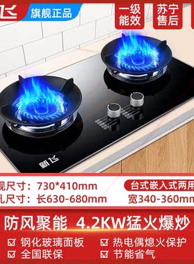 猛火燃气灶双灶定时嵌入式天然气液化气台式煤气灶双灶头家用