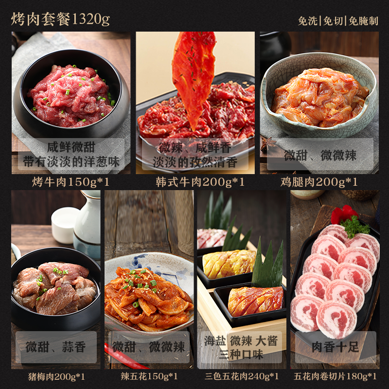 【超值套餐】汉拿山韩式烤肉食材家庭东北组合套餐1320g（3-5人） - 图0