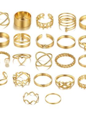 22pcs set New butterfly rings open joint ring set套装戒指女