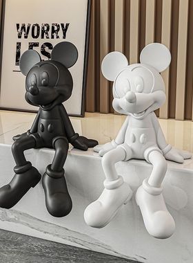 经典咖色坐姿米奇摆件客厅玄关桌面家居电视柜酒柜桌面送礼