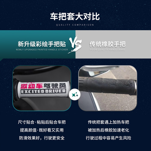 适用九号电动车手把套通用防滑手把贴纸彩绘手把胶电瓶车改装配件 - 图2