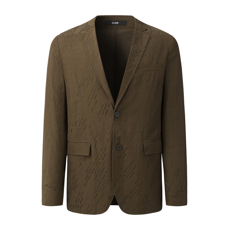 RARE威雅男装奥莱秋冬男士绿色字母提花西服外套,淘宝优惠券,粉丝福利购,淘宝优惠卷