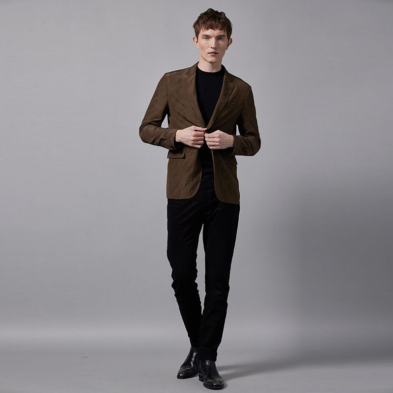 RARE威雅男装奥莱秋冬男士绿色字母提花西服外套,淘宝优惠券,粉丝福利购,淘宝优惠卷