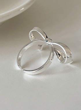甜美飘带线条蝴蝶结戒指女简约时尚气质百搭开口指环ins风食指戒