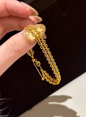 小红书同款蕾丝设计镂空手链精致表带简约花边时尚轻奢手饰镀金