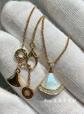 小裙子项链女白贝红玉髓扇子锁骨链送礼扇形项链厂家精工版