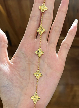 小红书同款镭射碎冰冰四叶草爆闪手链精致五花四叶草轻奢手饰品