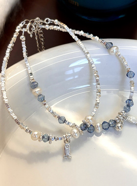 甜酷小鱼手链女百搭叠戴个性设计感海蓝鲸落温柔手环小清新