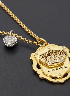 欧美复古时尚盾牌项链几何元素个性镶钻皇冠爱心多坠锁骨链女