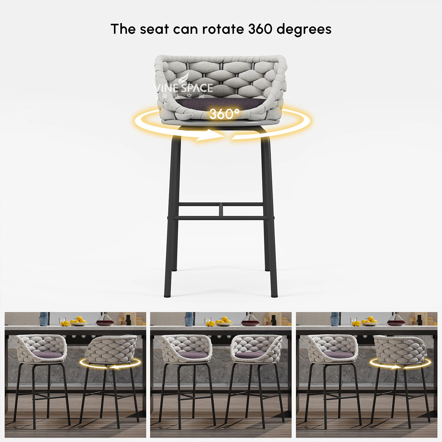 北欧户外藤编吧椅高端高脚凳室外别墅露天酒吧民宿铝合金吧台椅,淘宝优惠券,粉丝福利购,淘宝优惠卷