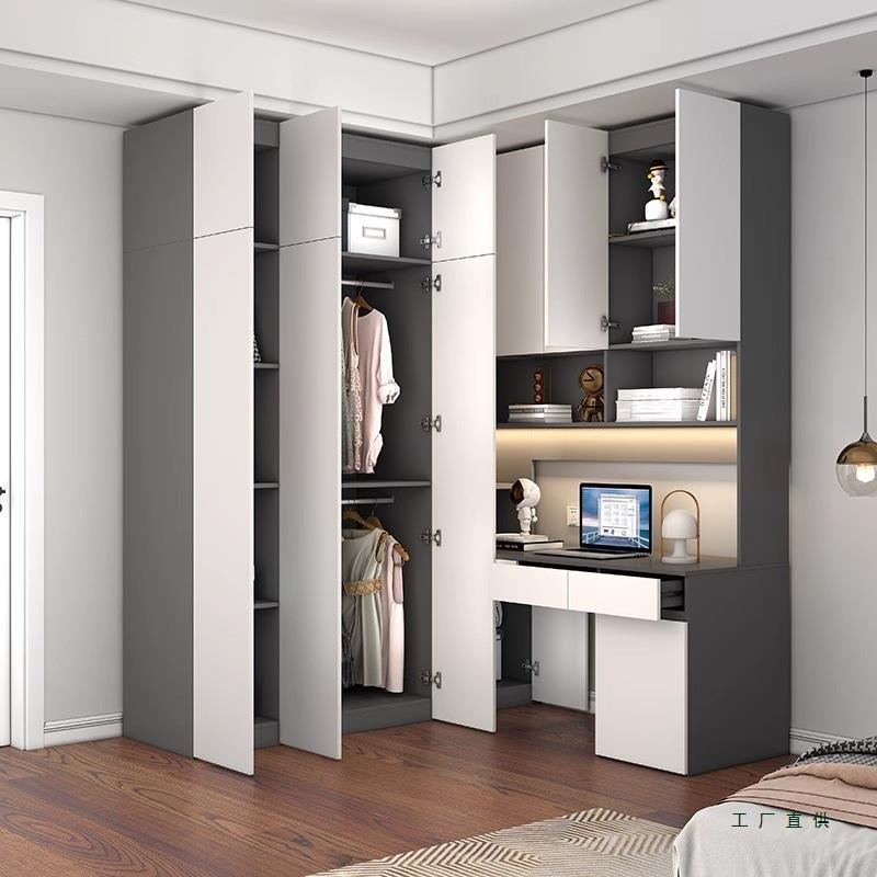 ENF级衣柜转角电脑桌组合小户型卧室家用L拐角连书桌柜一体可定 - 图1