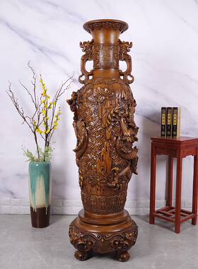 花瓶摆件电视柜花瓶一对落地中式办公室酒店大厅家居礼品树脂装饰