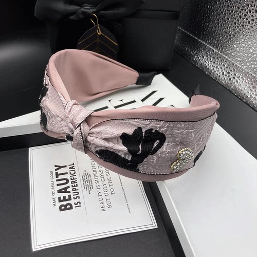 发卡发箍女2024网红新款小众发窟头饰高级感镶钻气质宽边压发头箍 - 图0