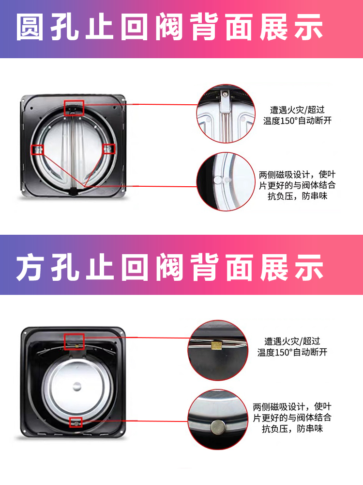 德国日本进口方太老板通用防火止回阀烟道止逆阀厨房抽油烟机防烟 - 图0