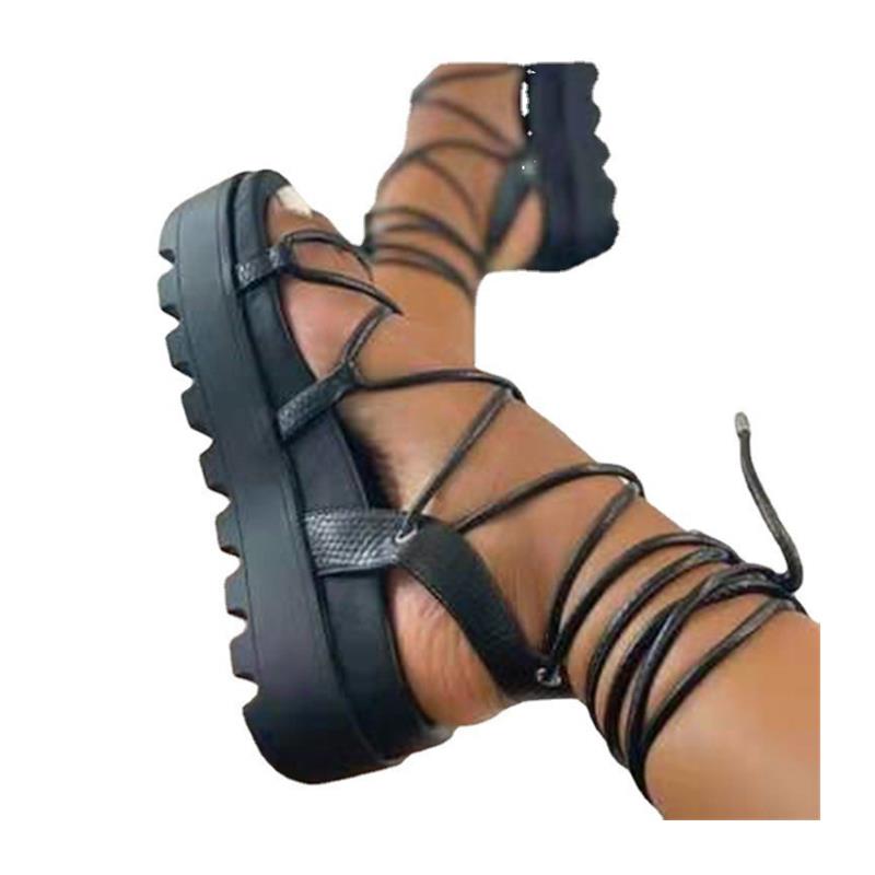 厚底绑带凉鞋 Sandals Women Gladiator platform shoes Peep toe-图3