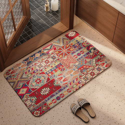 浴室防滑地垫民族风卫生间吸水速干脚垫高级感厕所卫浴免打理门垫 - 图3