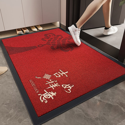红色入户门地垫高端防滑脚垫别墅豪宅大门口进门地毯蛇年门垫定制 - 图1