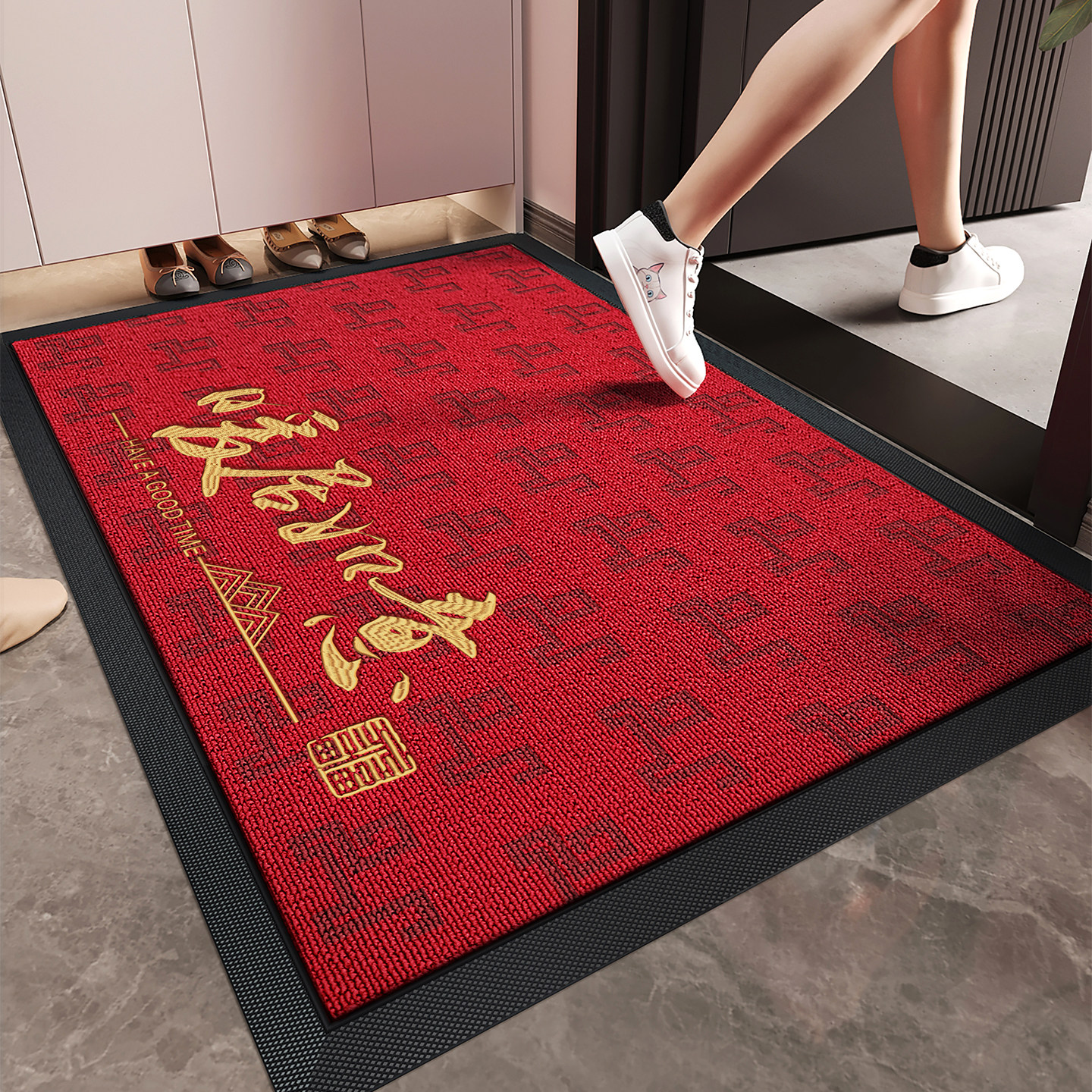 红色马年入户门地垫2026新款喜庆玄关防滑脚垫耐脏除尘高级感地毯,淘宝优惠券,粉丝福利购,淘宝优惠卷