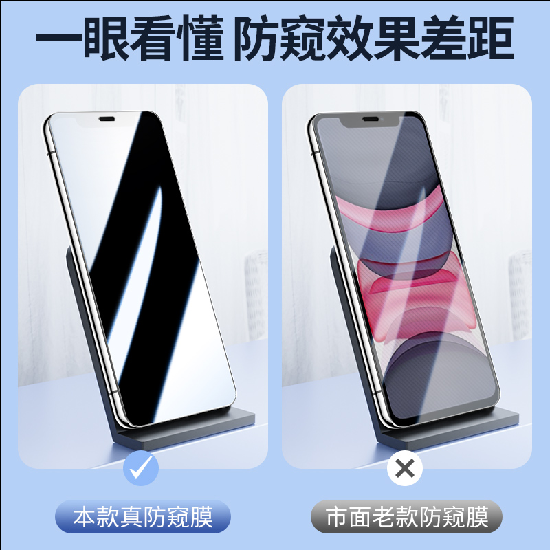 适用苹果11防窥膜新款无白边iphone11pro钢化膜高清iPhone11抗指纹ipone11promax手机膜防偷窥保护防摔全包边 - 图1