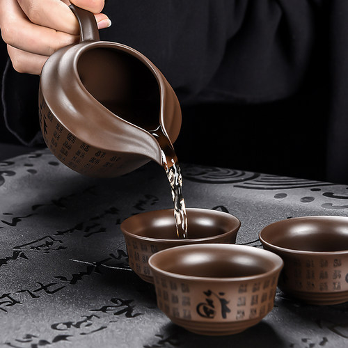 紫砂茶具套装整套功夫茶具家用复古泡茶器中式茶壶盖碗高档伴手礼 - 图2