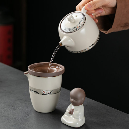汝窑寒梅井栏壶大容量陶瓷家用茶壶球孔过滤泡茶单壶功夫茶具单品 - 图1