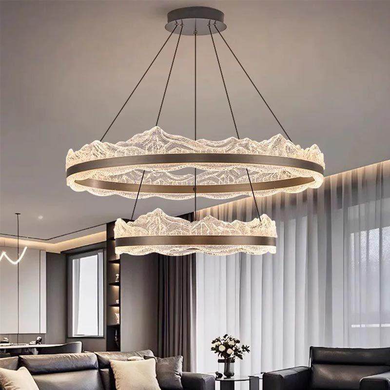 客厅灯吊灯日照金山现代简约设计感高透亚克力圆圈组合灯具护眼,淘宝优惠券,粉丝福利购,淘宝优惠卷