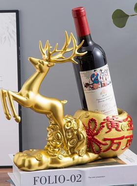 现代鹿红酒驾摆件客厅酒柜电视柜玄关书房家居装饰品乔迁新居礼品