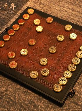 唐腾铜艺黄铜中国象棋实心纯铜工艺品摆件全套象棋商务礼品送长辈