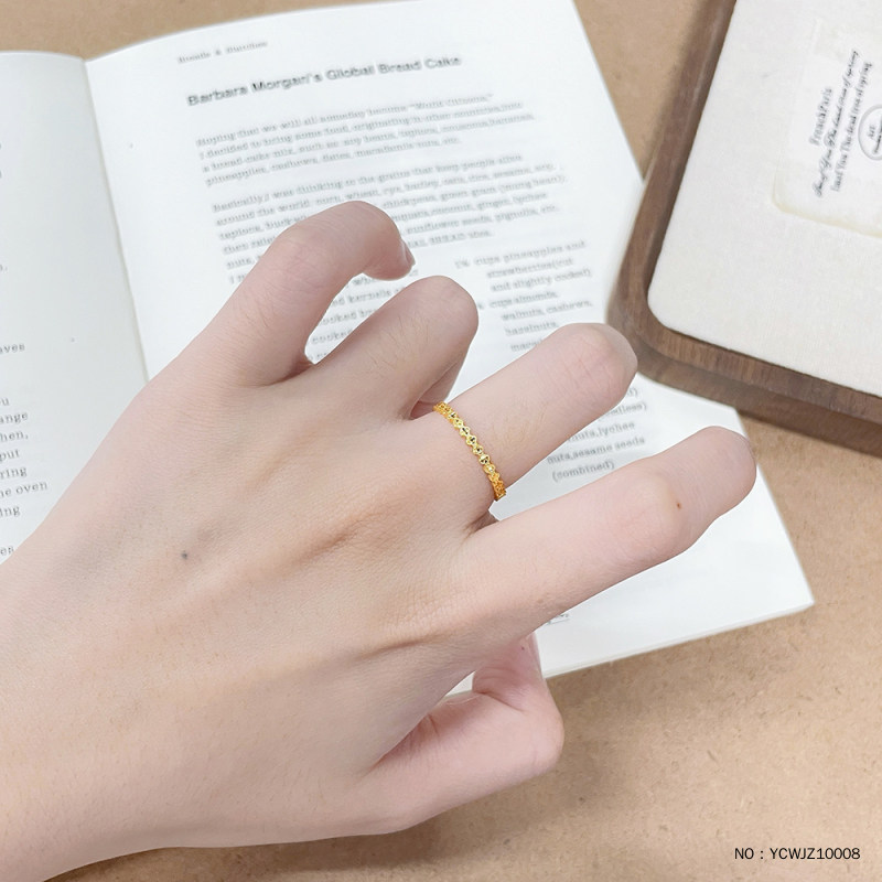 Pure gold 999.9 solid solid fish scale four-leaf clover hoop ring