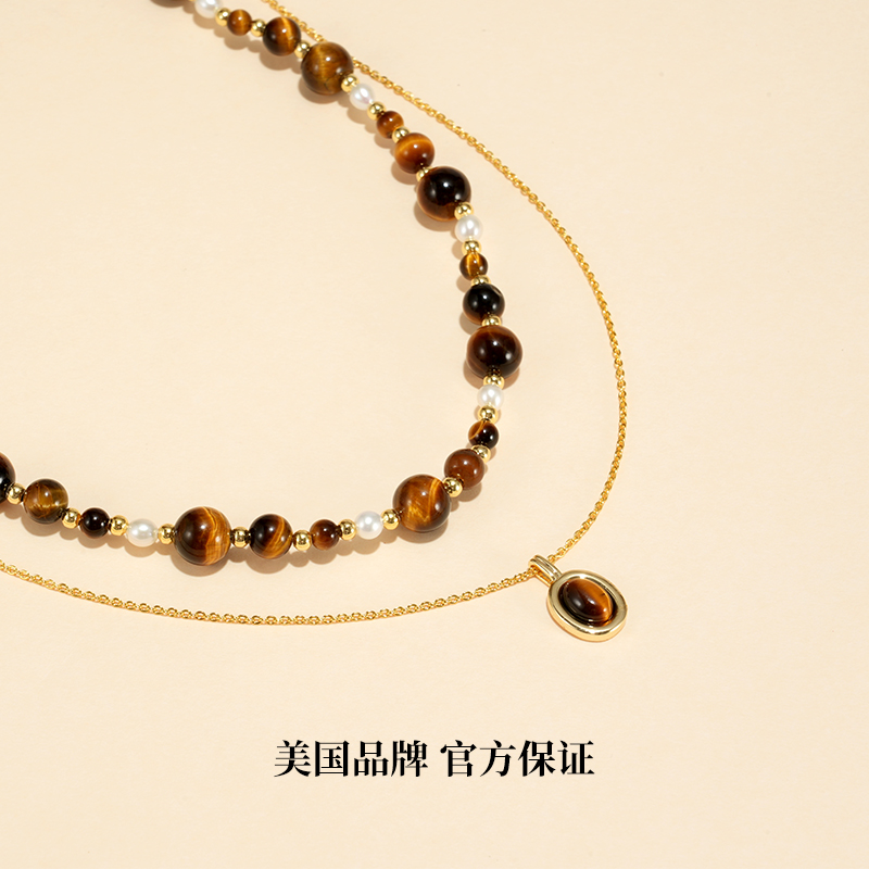 【自营】Idokawa天然淡水珍珠项链女款2025新款叠戴虎眼石锁骨链 - 图3