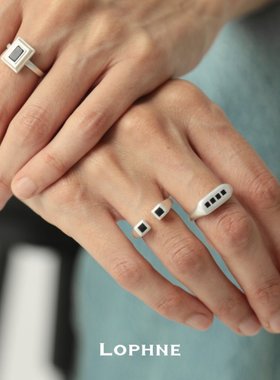 LOPHNE方形简约纯银戒指