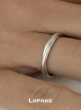 LOPHNE【随心质选】双层缠绕素银细戒指简约气质中古百搭尾戒礼物